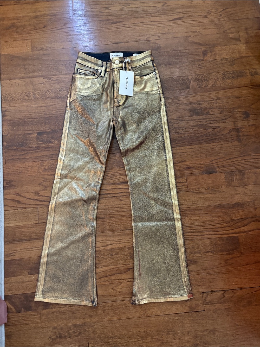 Frame Denim Gold Chrome Crop Boot Jeans